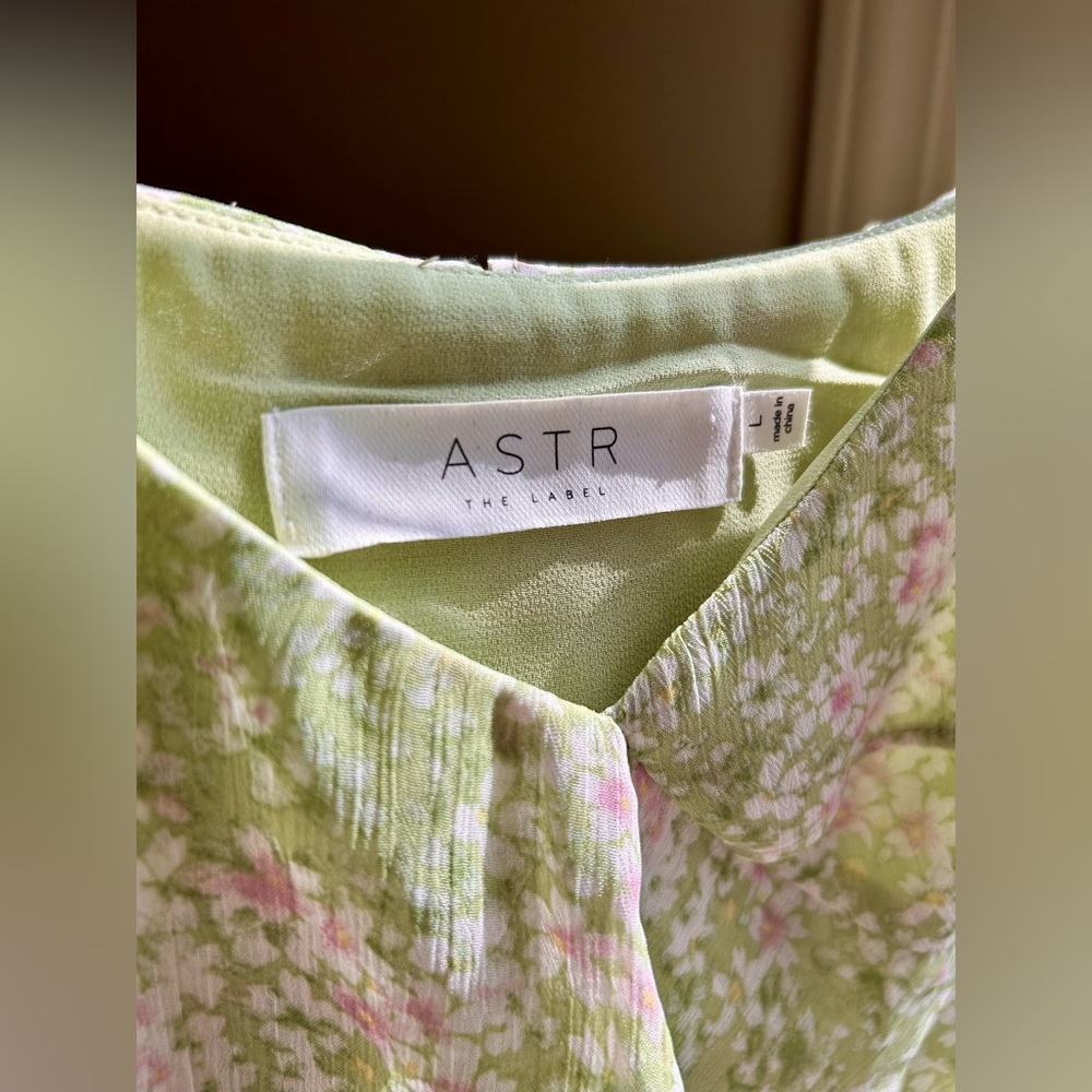 ASTR The Label Floral Ruffle Midi Dress L | Green Floral Print Slip Dress - Picture 2 of 5